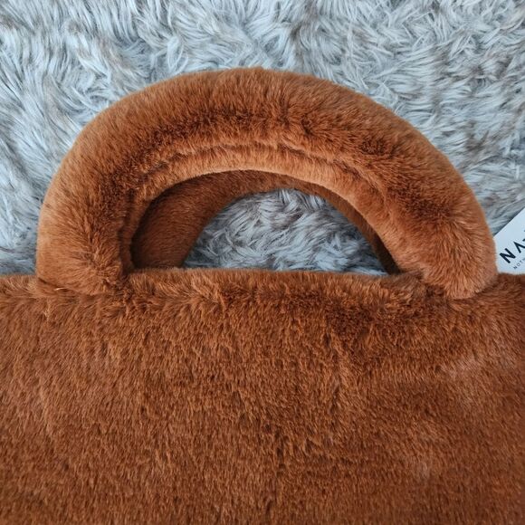 NA-KD Brown Furry Mini Tote Faux Fur Brand New with Tags - Picture 13 of 13